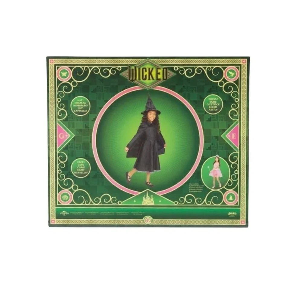 Wicked Elphaba Costume Girls Black Purple‎ Witch Dress Up Movie Inspired